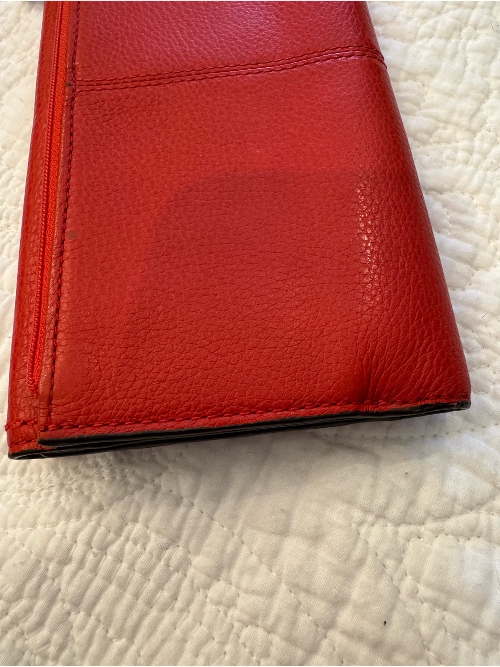 Coach Red Pebled Leather Turnlock Continental Wallet - Picture 3 of 8